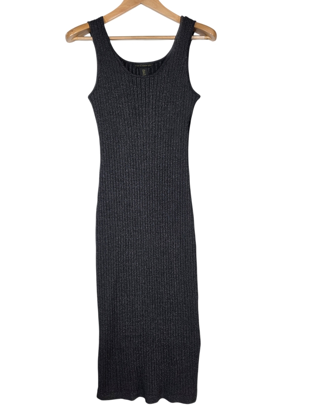 House of Harlow 1960 Black Ribbed Midi Dress